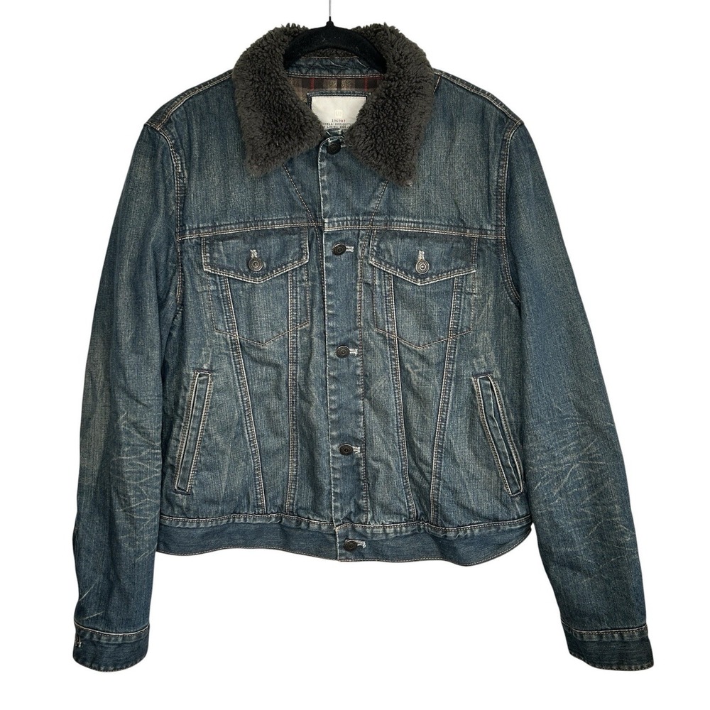 VTG Y2k Gap Denim‎ Trucker Jacket Men Small Western Flannel Oversize Indi Sherpa
